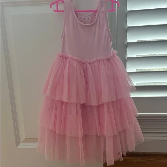 Mini Boden Pink Layered Dress with Floral Accents - Picture 4 of 4